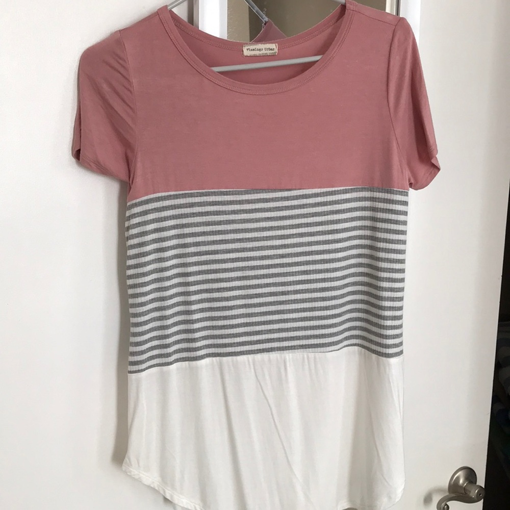 Pink grey and white tshirt